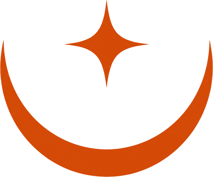 Isologo de Bendito Castigo: luna creciente con estrella